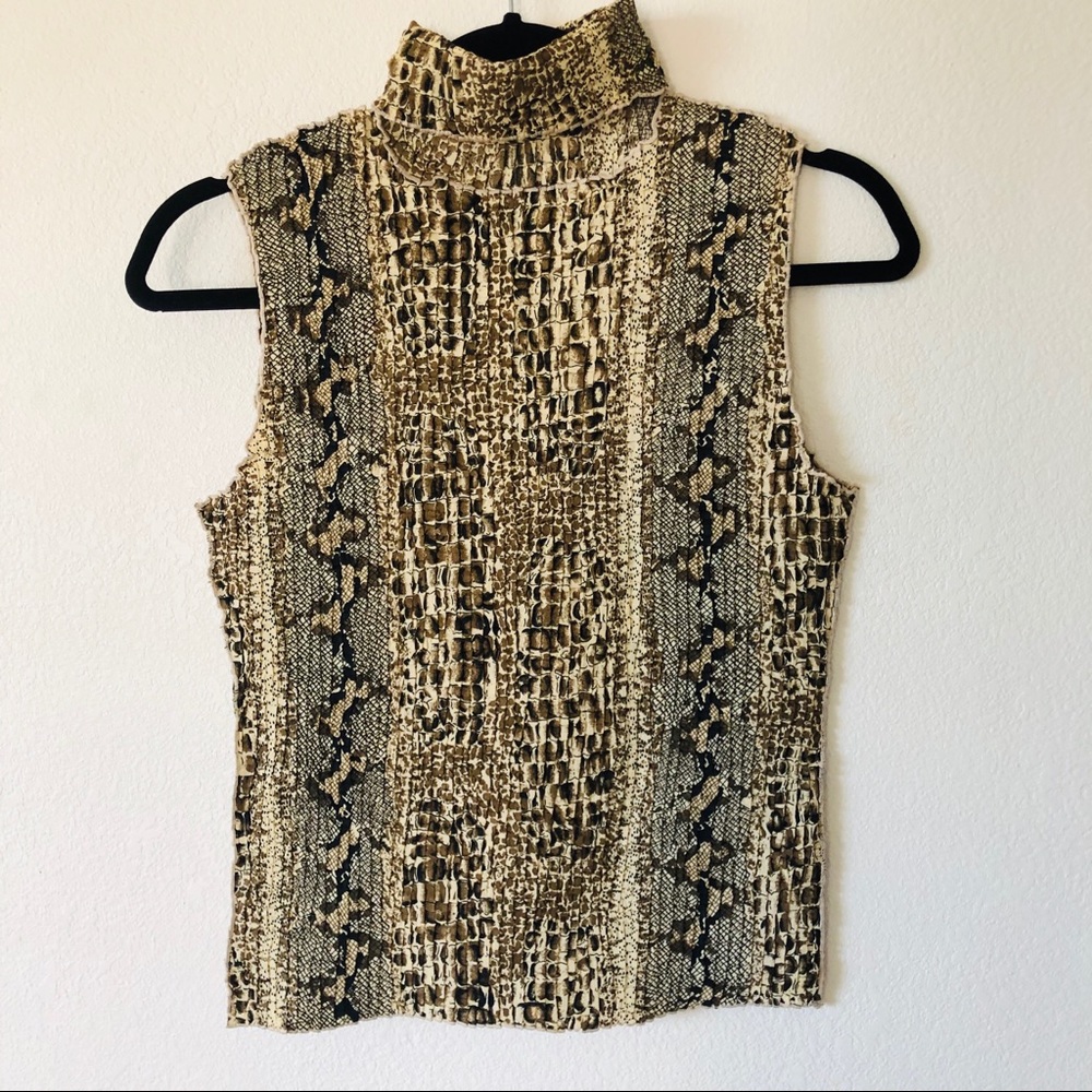 C’est Duo reptile snake print crinkle blouse